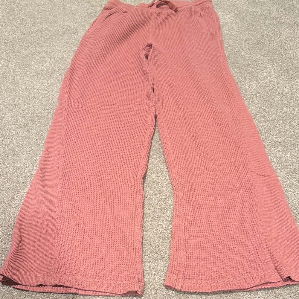 Aerie Pink Waffle Knit Pants